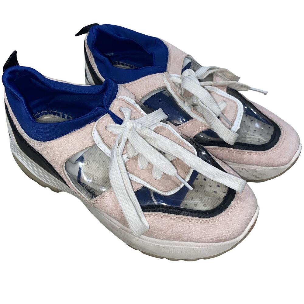 Yoki Chunky Platform Sneakers Pink Clear Panel Transparent Fashion Shoes Size 7